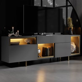 Hanah Home Soporte de TV Antracita y Dorado con Iluminación